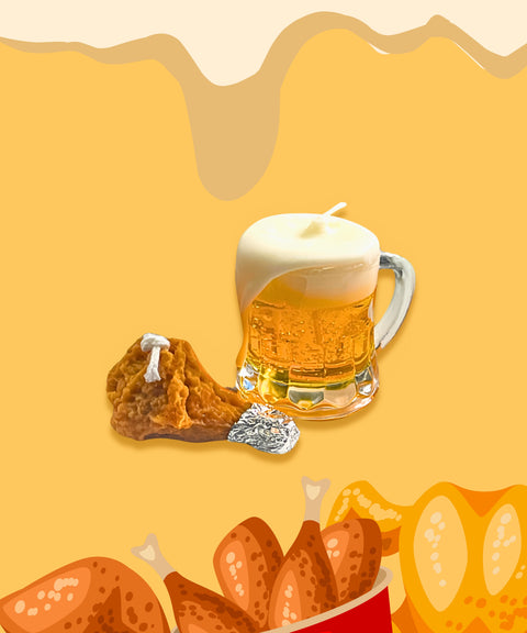 Scented Candle: Fried Chicken & Beer Duo